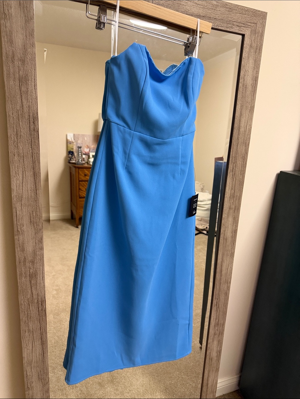 Lulu's Strapless Vibrant Blue Midi Dress